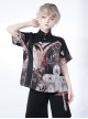 Night Instructions Series Ouji Fashion Handsome Lolita Cross Candle Print Polo Collar Design Loose Short Sleeve Shirt