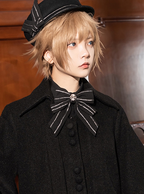 Godspeed Series Ouji Fashion Shiny Line Decorative Bow Gemstone Black Brooch Accessories