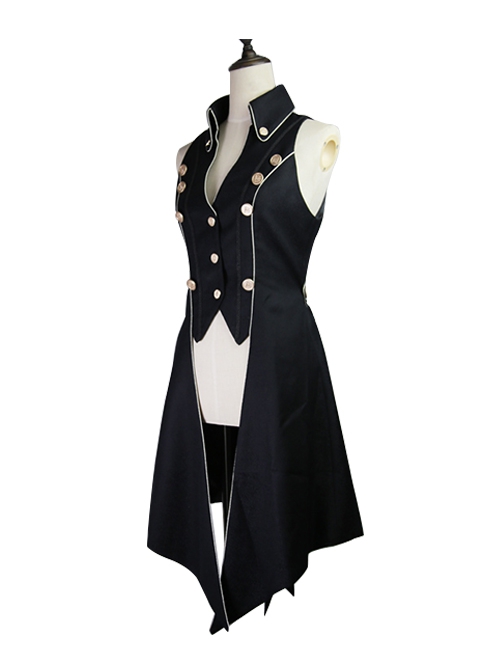 Eternal Shadow Series Retro Elegant Stand Collar Ouji Fashion Metal Button Detachable Veil Sleeveless Long Coat
