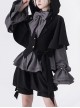 Rabbit Hunting Series Ouji Fashion Retro Dark Button Irregular Cuff Cute Bowknot Rabbit Ear Hooded Black Coat