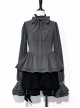 Rabbit Hunting Series Retro Dark Ouji Fashion Cute Bowknot Decorated Slender Ruffle Chain Gray Long Sleeve Shirt