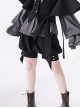 Rabbit Hunting Series Retro Dark Black Bowknot Decorated Button Loose Ouji Fashion Black Shorts