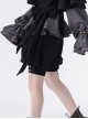 Rabbit Hunting Series Retro Dark Black Bowknot Decorated Button Loose Ouji Fashion Black Shorts