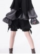 Rabbit Hunting Series Retro Dark Black Bowknot Decorated Button Loose Ouji Fashion Black Shorts