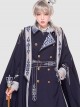 Sheffield Series Navy Blue Ornate Embroidery British Military Uniform Style Lolita Ouji Fashion Shorts Version Women Set