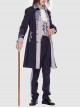 Sheffield Series Ouji Fashion Navy Blue Ornate Embroidery British Military Uniform Style Lolita Trousers Version Men Set