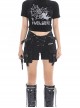 Punk Gothic Lolita Diablo Metal Buckle Decoration Multiple Pockets Design Black Shorts