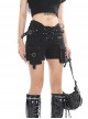 Punk Gothic Lolita Diablo Metal Buckle Decoration Multiple Pockets Design Black Shorts