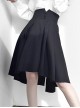 The Heretic Series Ouji Fashion Retro British Style Dark Gothic V Shaped Opening High Waist Button Strap Black Skirt