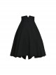 The Heretic Series Ouji Fashion Retro British Style Dark Gothic V Shaped Opening High Waist Button Strap Black Skirt