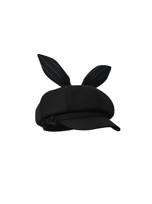 Secret Morning Post Series Ouji Fashion Retro Cute Bowknot Three dimensional Rabbit Ear Beret