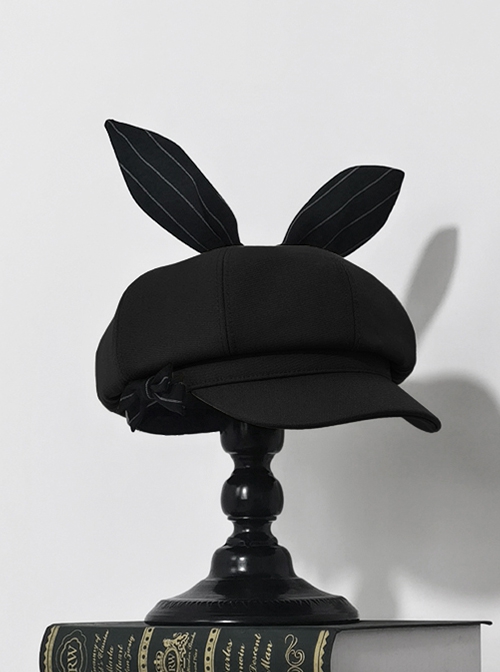 Secret Morning Post Series Ouji Fashion Retro Cute Bowknot Three dimensional Rabbit Ear Beret