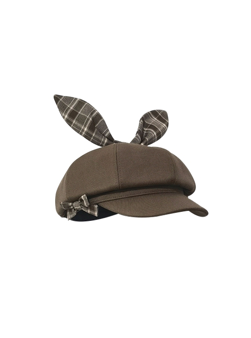 Secret Morning Post Series Ouji Fashion Retro Cute Bowknot Three dimensional Rabbit Ear Beret