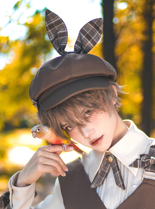 Secret Morning Post Series Ouji Fashion Retro Cute Bowknot Three dimensional Rabbit Ear Beret