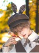 Secret Morning Post Series Ouji Fashion Retro Cute Bowknot Three dimensional Rabbit Ear Beret