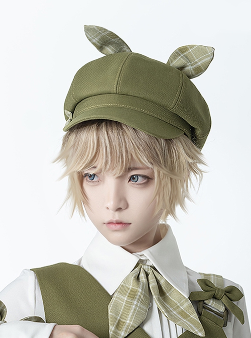 Secret Morning Post Series Ouji Fashion Retro Cute Bowknot Three dimensional Rabbit Ear Beret