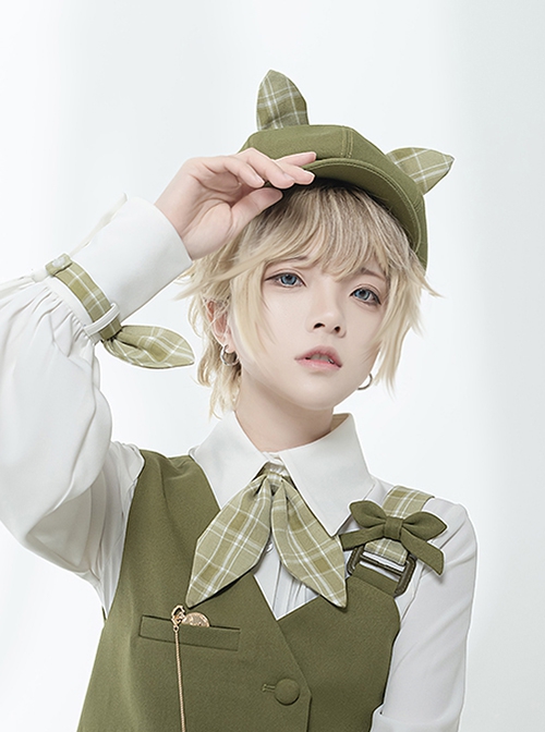 Secret Morning Post Series Ouji Fashion Retro Cute Bowknot Three dimensional Rabbit Ear Beret