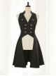 Immortal Moon Night Song Series Ouji Fashion Retro Elegant Casual Handsome Button Decoration Black Sleeveless Long Coat Vest