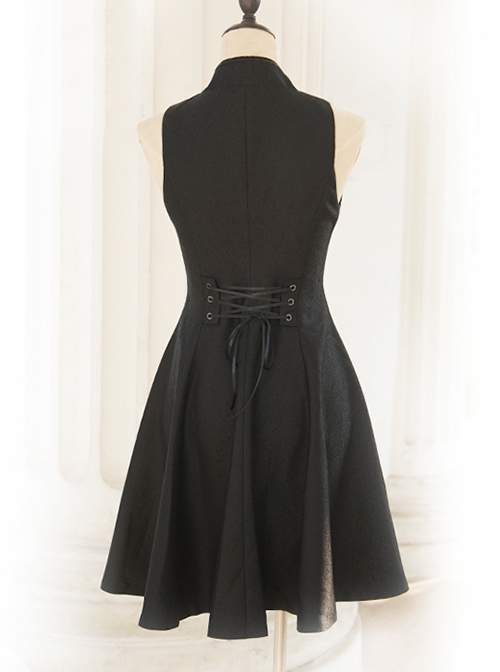 Immortal Moon Night Song Series Ouji Fashion Retro Elegant Casual Handsome Button Decoration Black Sleeveless Long Coat Vest