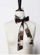 Night Instructions Series Oji Fashion Daily Black Brown Vintage Flower Pattern Printed Headband