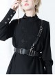 Ouji Fashion Dark Retro Temperament Black Lolita PU Belt