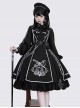 War Ending Series Ouji Fashion Dark Themed Black Handsome Cool Embroidered Lace Lolita Sleeveless Dress Suit