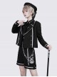 War Ending Series Ouji Fashion Dark Theme Cool Lolita Embroidered Lapel Silver Metal Chain Button Black Coat Shorts Set
