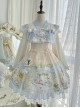 Laurel Prayer Series Chinese Style Cute Rabbit Print Lace Ruffle Skirt Bowknot Decoration Ribbon Sweet Lolita Sleeveless Dress Set