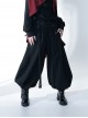 Functional Rabbit Series Ouji Fashion Loose Fit Asymmetric Belt Sports Style Elastic Gothic Black Cropped Pants