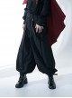 Functional Rabbit Series Ouji Fashion Loose Fit Asymmetric Belt Sports Style Elastic Gothic Black Cropped Pants