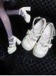 Moonlight Messenger Series Sweet Cool Bowknot Multilayer Strap Metal Ring Design Thick Heel Punk Lolita Shoes