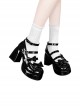 Moonlight Messenger Series Sweet Cool Bowknot Multilayer Strap Metal Ring Design Thick Heel Punk Lolita Shoes