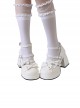 Moonlight Messenger Series Sweet Cool Bowknot Multilayer Strap Metal Ring Design Thick Heel Punk Lolita Shoes