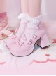 Moonlight Messenger Series Sweet Cool Bowknot Multilayer Strap Metal Ring Design Thick Heel Punk Lolita Shoes