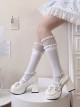 Moonlight Messenger Series Sweet Cool Bowknot Multilayer Strap Metal Ring Design Thick Heel Punk Lolita Shoes