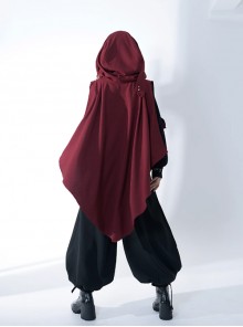 Functional Rabbit Series Ouji Fashion Dark Fairy Tale Exquisite Gold Button Crimson Long Rabbit Ears Female Hooded Cape Shawl