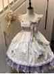 Cute Princess Printed Bowknot Decorated Lace Ruffled Big Hem Sweet Lolita Sleeveless Dress