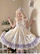 Cute Princess Printed Bowknot Decorated Lace Ruffled Big Hem Sweet Lolita Sleeveless Dress