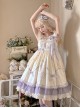 Cute Princess Printed Bowknot Decorated Lace Ruffled Big Hem Sweet Lolita Sleeveless Dress