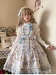 Deer Bell Girls Series Elegant Cute Animal Pattern Printing Lace Bowknot Decoration Ruffle Hem Classic Lolita Short Sleeve Dress OP