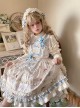 Deer Bell Girls Series Elegant Cute Animal Pattern Printing Lace Bowknot Decoration Ruffle Hem Classic Lolita Short Sleeve Dress OP