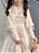 Daily Elegant Lace Neck Bowknot Ribbon Decorated Leg Lamb Sleeves Sweet Lolita Cotton Long Sleeve Blouse