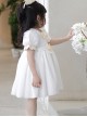 Summer Princess Cute Daily Round Neck Yellow Bow Decoration Lace Embroidery Sweet Lolita Puff Sleeve Kids Dress