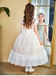 Elegant Court Style Lace Neckline Pearl Decoration Lace Ruffled Hem Kids Classic Lolita Puff Sleeve Dress