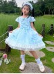 Cute Elegant Court Style Lace Bowknot Pearl Decoration Ruffle Cuffs Puffy Hem Kids Sweet Lolita Short Sleeve Dress