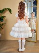 Cute Elegant Court Style Lace Bowknot Pearl Decoration Ruffle Cuffs Puffy Hem Kids Sweet Lolita Short Sleeve Dress