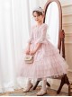 Lace Princess Collar Elegant Court Style Collar Bowknot Decorated Lace Middle Sleeve Ruffle Hem Sweet Lolita Kids Dress