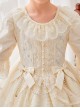 Lace Princess Collar Elegant Court Style Collar Bowknot Decorated Lace Middle Sleeve Ruffle Hem Sweet Lolita Kids Dress