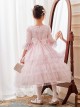Lace Princess Collar Elegant Court Style Collar Bowknot Decorated Lace Middle Sleeve Ruffle Hem Sweet Lolita Kids Dress