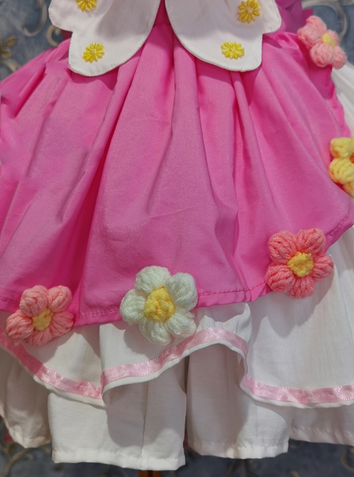 Spring Summer Variety Sakura Cute Three Dimensional Doll Flower Decoration Cosplay Princess Sweet Lolita Kids Sleeveless Dress